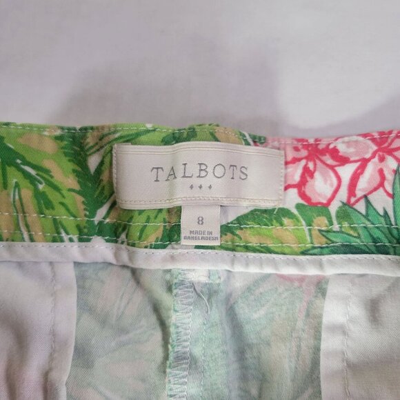 Talbots Women Cotton Blend Tropical Pineapple Print Bermuda Shorts Size 8 - Picture 2 of 8
